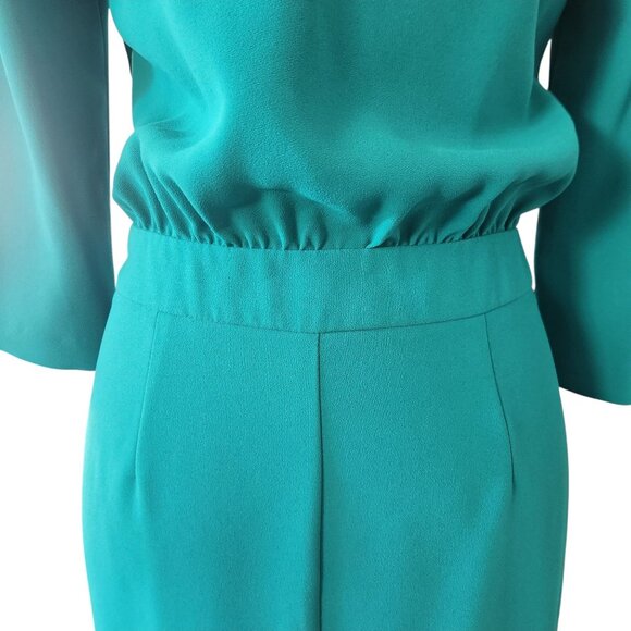 Trina Turk V neck 3/4 Sleeve Sheath Dress Women's Size 2 Green - Picture 6 of 10
